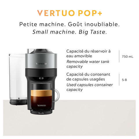 30-second heat up time on Vertuo Pop+ for instant coffee