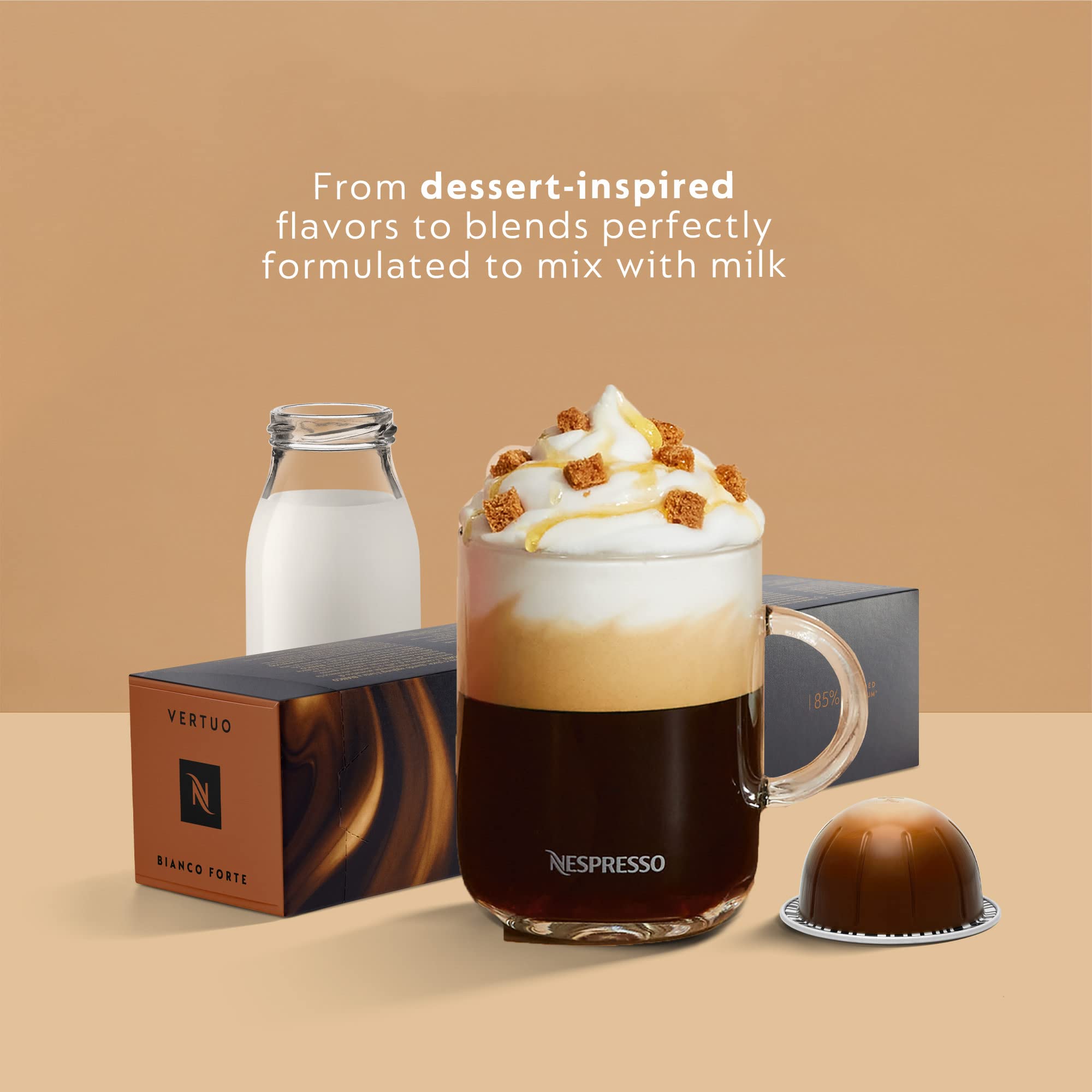 Nespresso Vertuo Pop+ Deluxe metallic finish adds modern kitchen style.