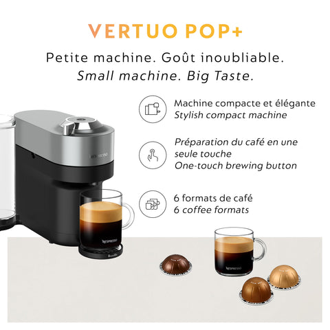 One‑touch brewing with Nespresso Vertuo Pop+ for quick coffee