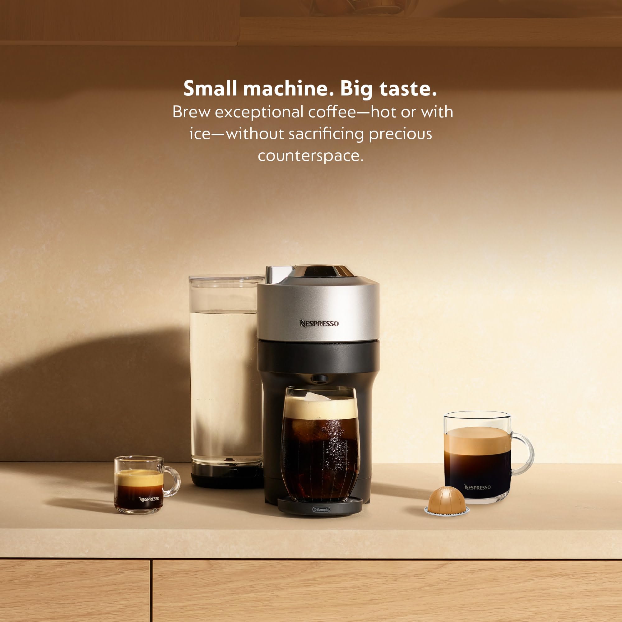 Nespresso Vertuo Pop+ Deluxe side water tank accessible for easy refills.