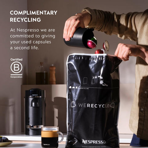 Nespresso Vertuo POP+ Liquorice Black recycled plastic keeps packaging eco-friendly
