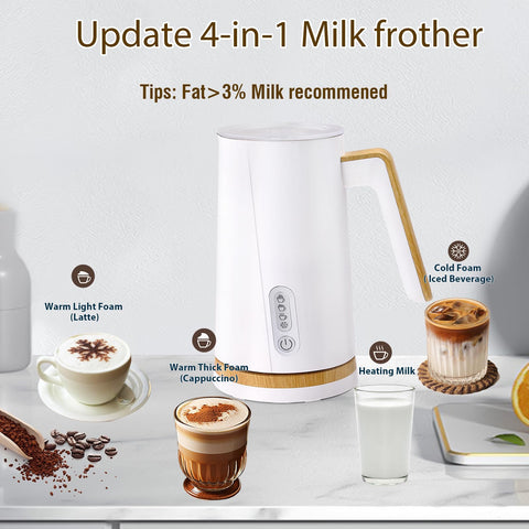NESSGRAIM electric milk frother produces airy hot foam for lattes