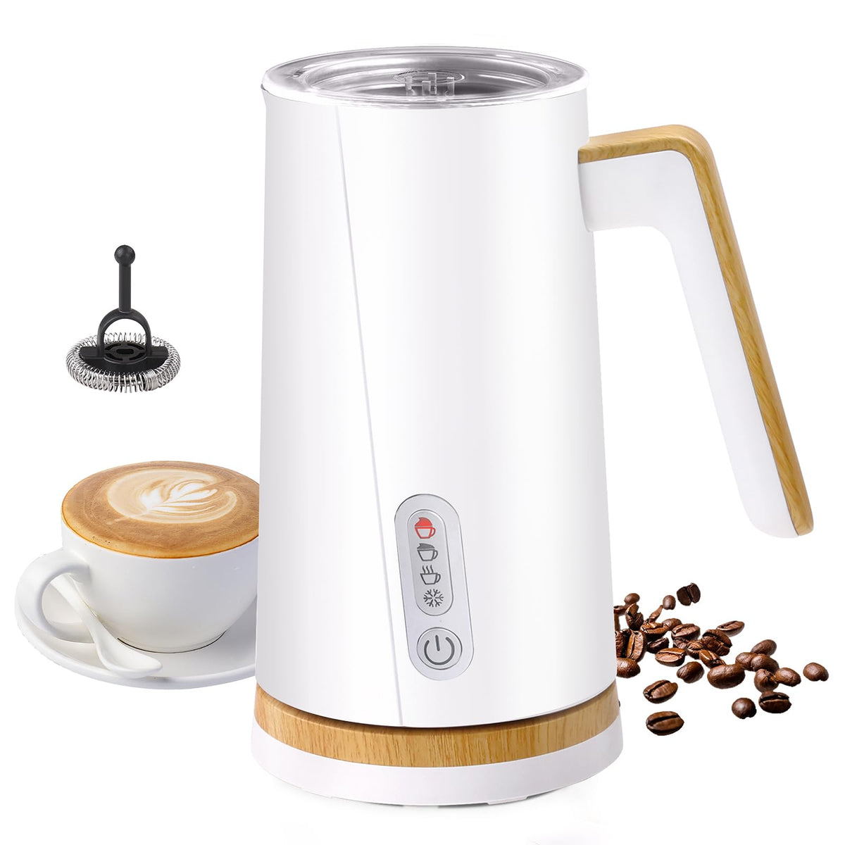 NESSGRAIM electric milk frother creates dense hot foam for cappuccinos