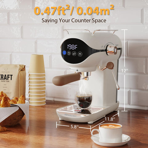 Nesskoko compact white countertop espresso machine fits small spaces