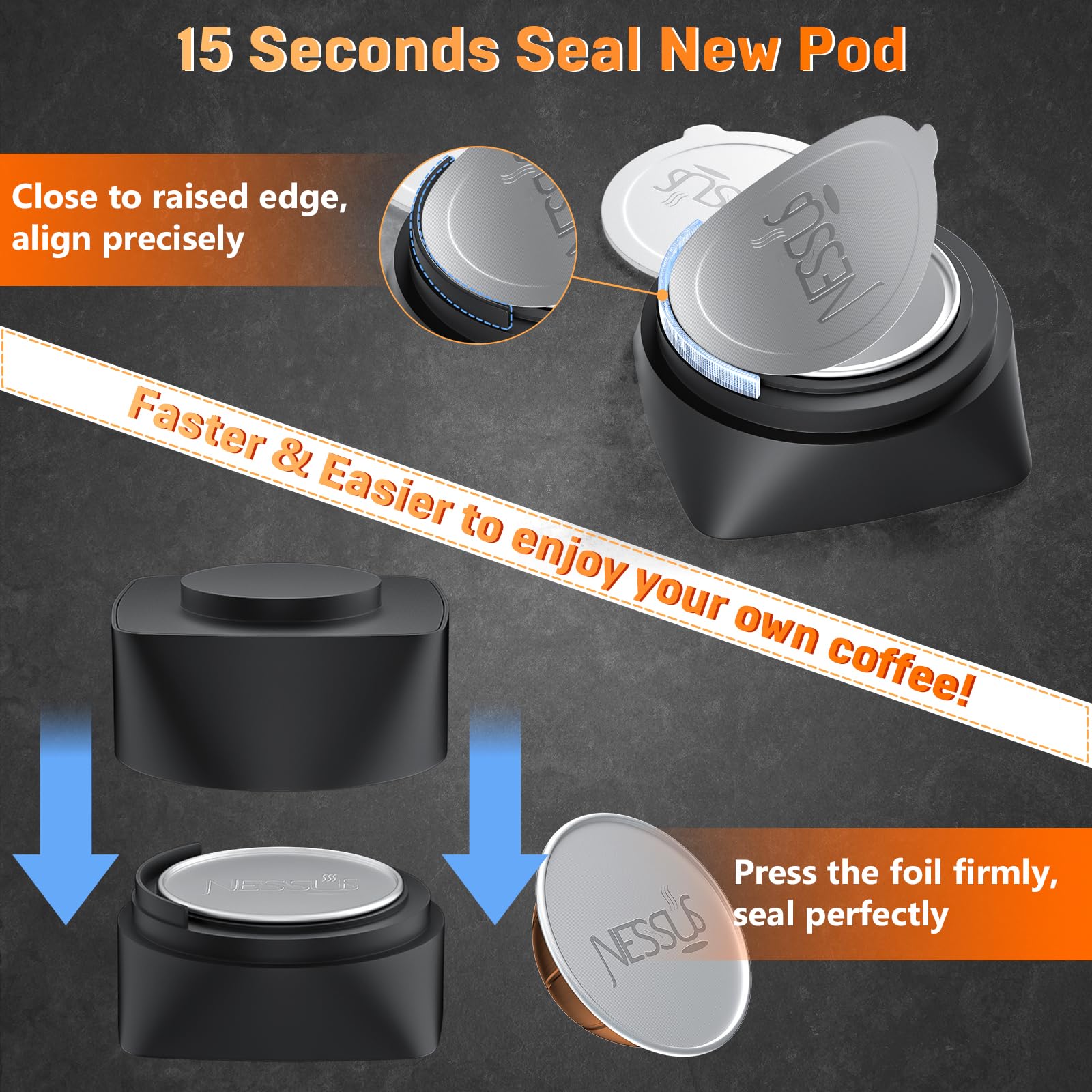 NESSUS foil seal alignment aids leak-free sealing after pressing.