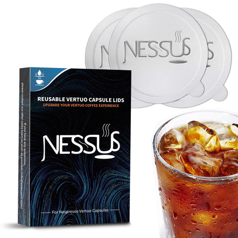 NESSUS foil seal lid for Vertuo pods ensures airtight reuse.