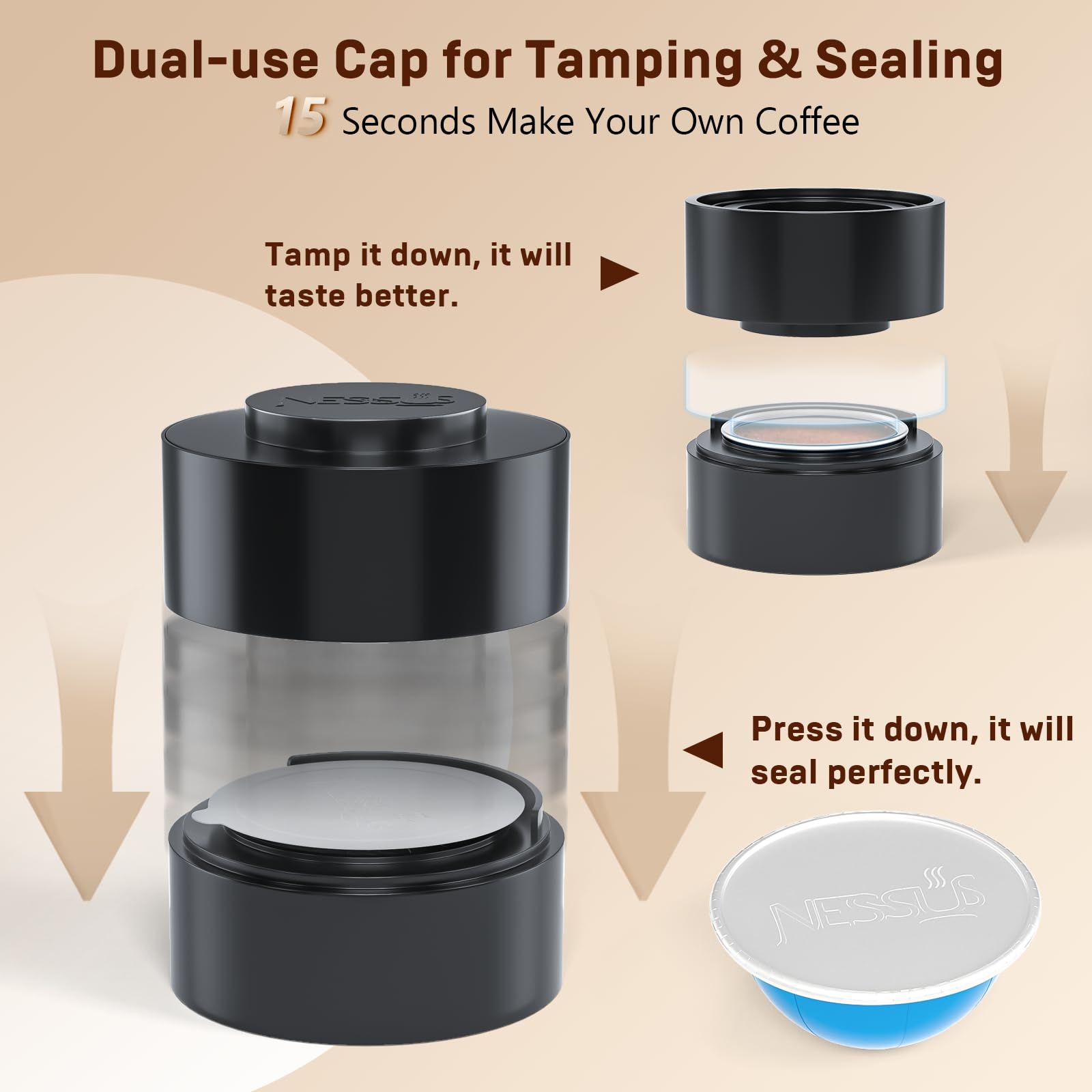 NESSUS foil seal lids 100pcs secure airtight seals for fresh coffee.