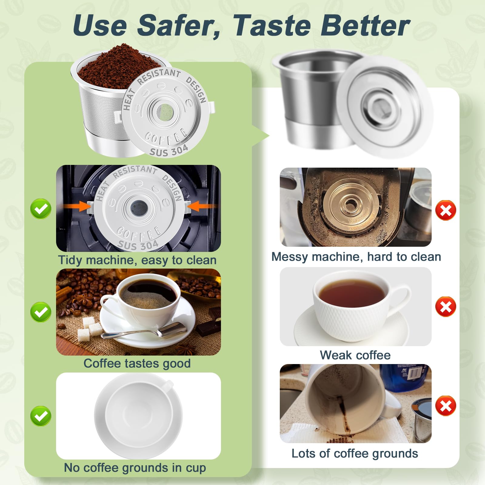 NESSUS reusable K cups help reduce waste and daily costs.