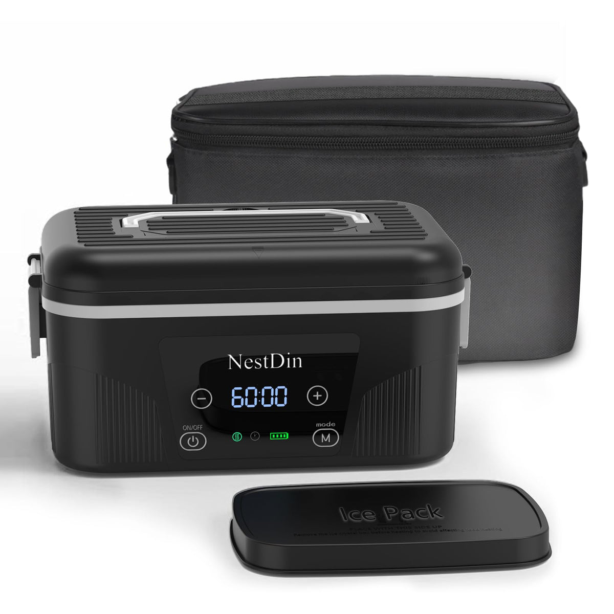 NestDin cordless heated lunch box with 1.4L capacity for adult meals on the go.