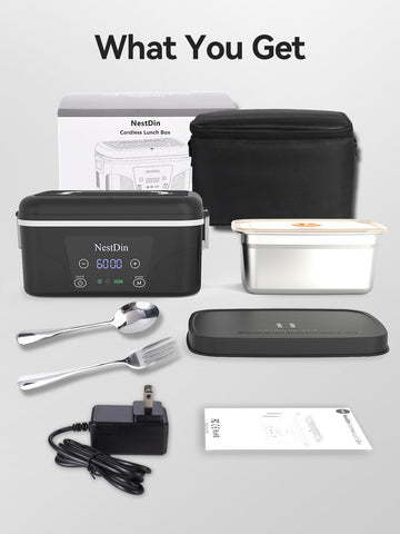 NestDin dishwasher-safe 1.4L container simplifies post-meal cleanup.