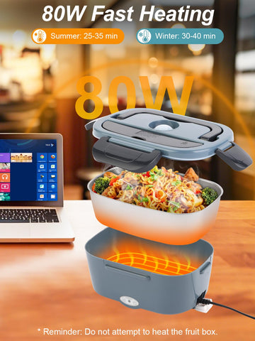 NestDin Electric Lunch Box built-in-handle for easy carrying on commutes.