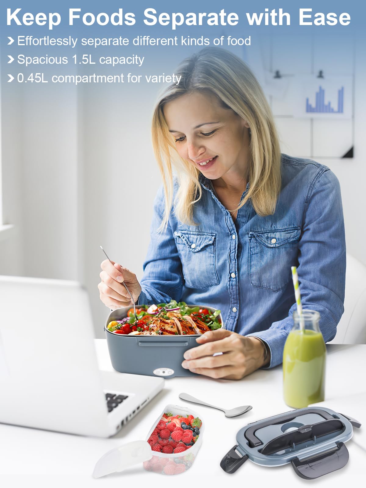 NestDin Electric Lunch Box in-car heating feature lets warm meals during trips.