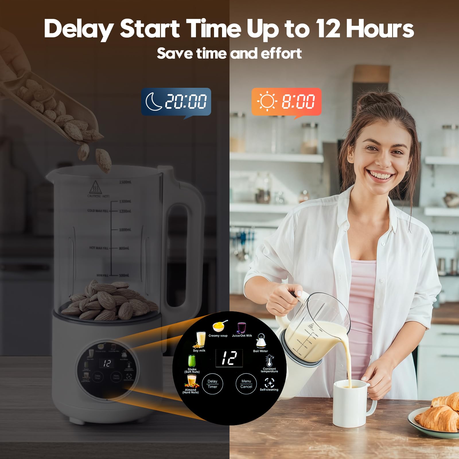 NestEase timer with 12-hour delay supports prepped beverages.