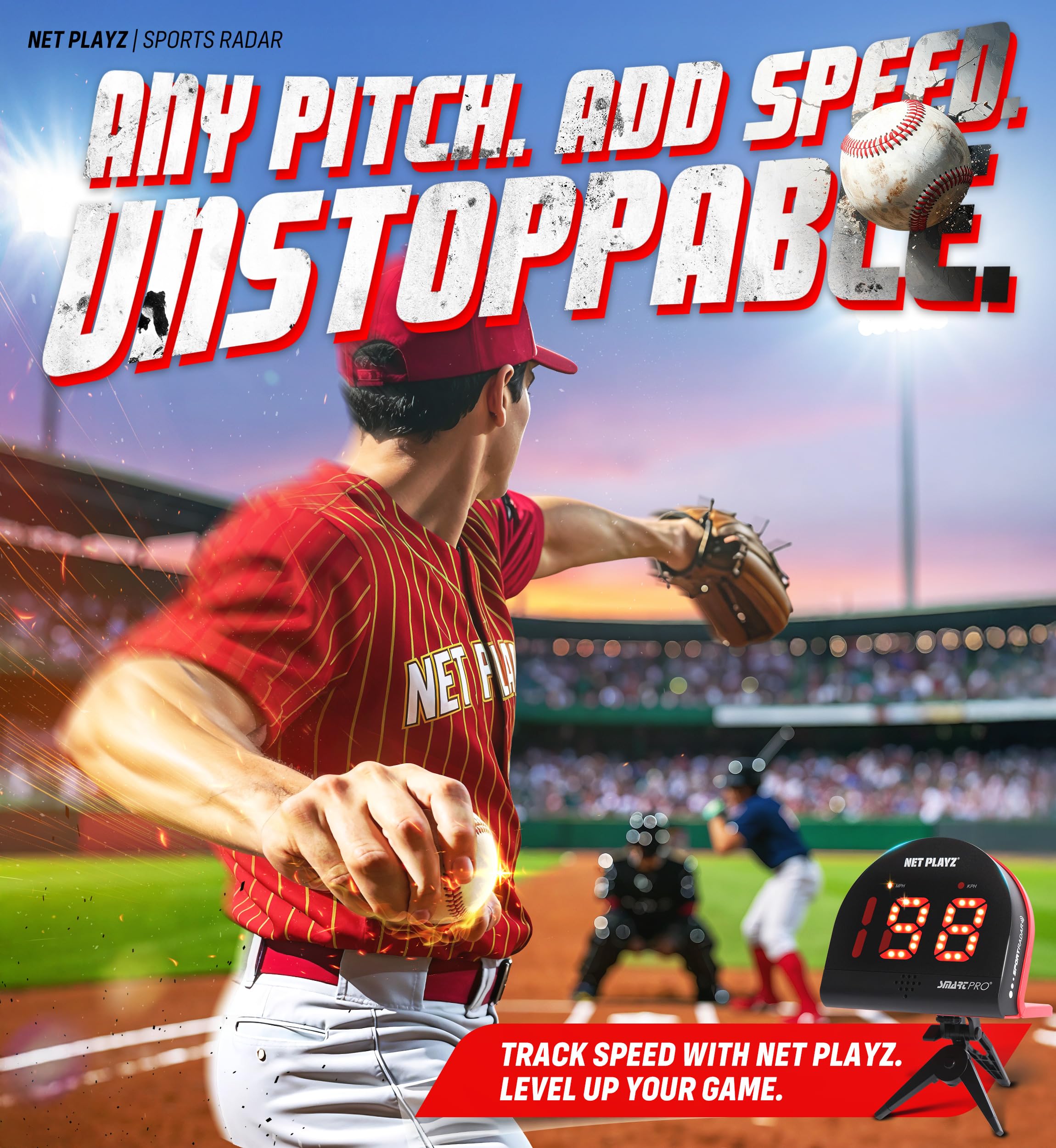 NET PLAYZ Speed Radar back view shows compact, portable design for on-field training.