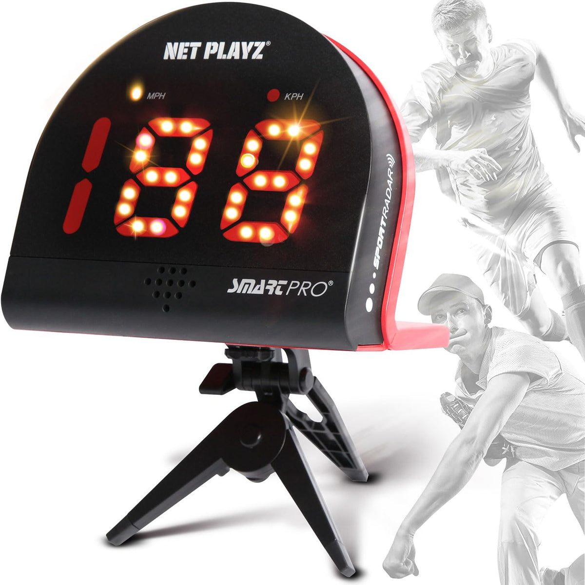 NET PLAYZ Speed Radar front view with bright LED readout for quick daily use.