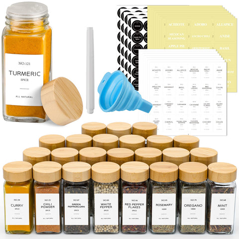 NETANY 24-glass spice jars for visible contents and easy organization.