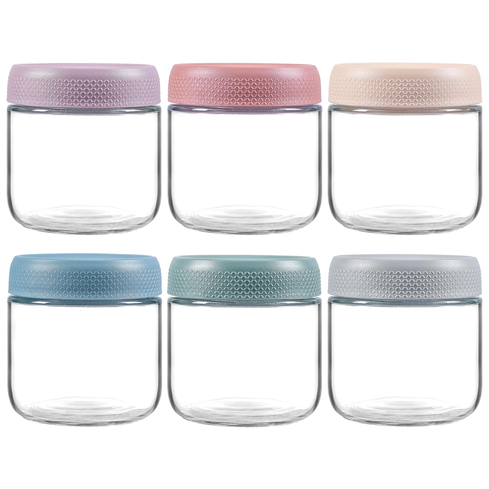 NETANY 6-pack 10oz glass jars with airtight lids for organized fridge storage.
