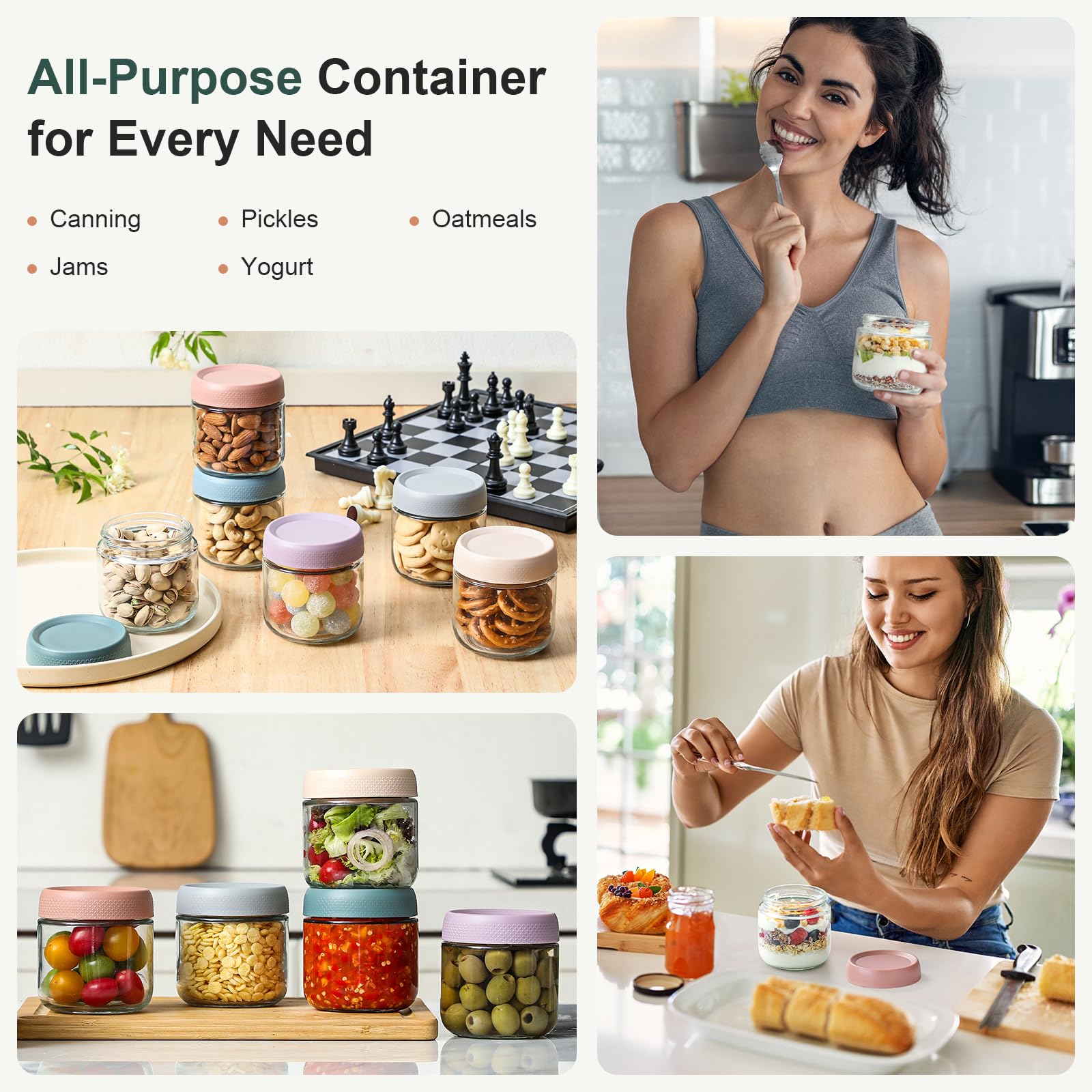 NETANY glass jars are durable for spice or sugar jars on kitchen shelves.