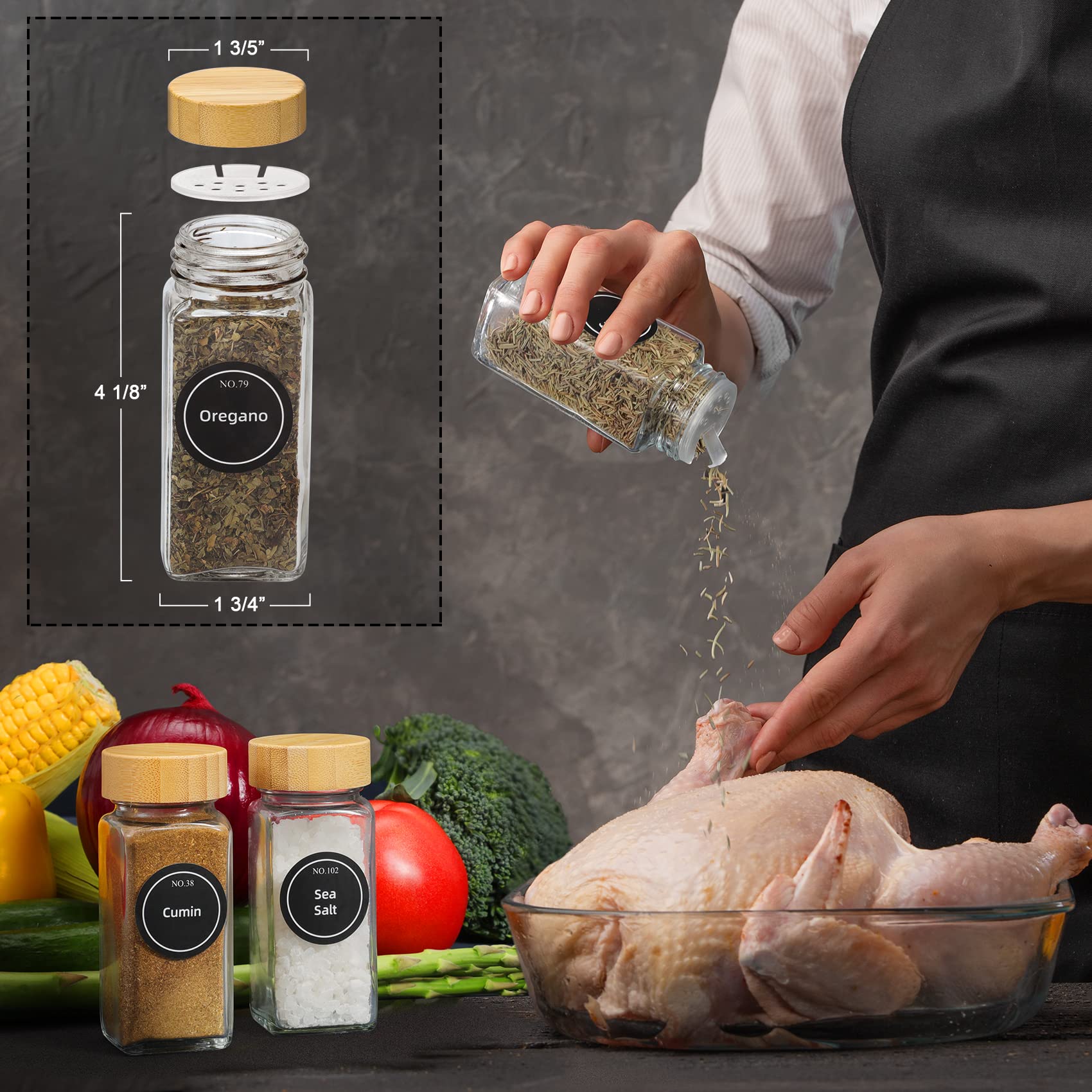 NETANY dual shaker lids adapt to powder or herbs.