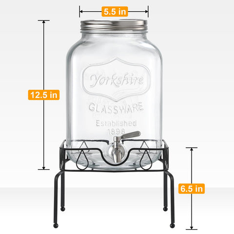 NETANY glass dispenser with 18/8 stainless spigot ensures smooth, drip-free pouring.