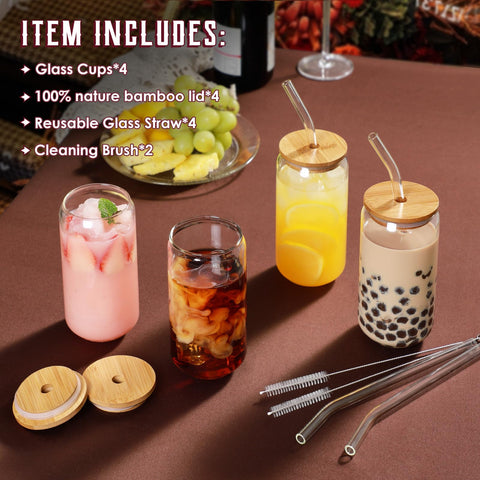NETANY glass straws with cleaning brushes for easy maintenance.
