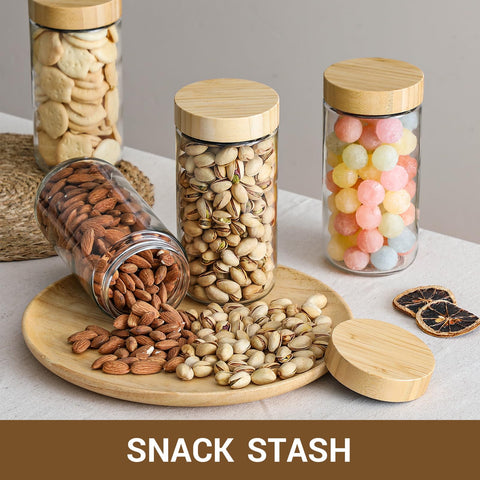 NETANY glass containers help organize kitchen shelves and monitor contents.