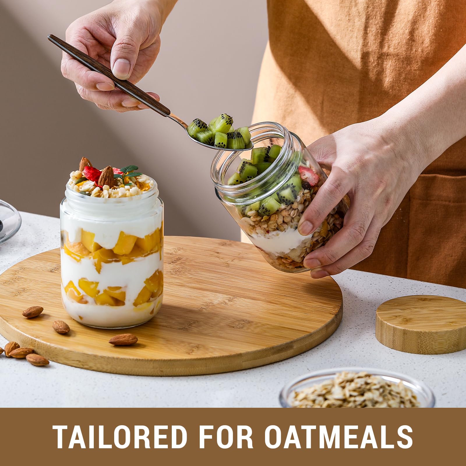 NETANY overnight oats container keeps breakfast organized and ready to grab.