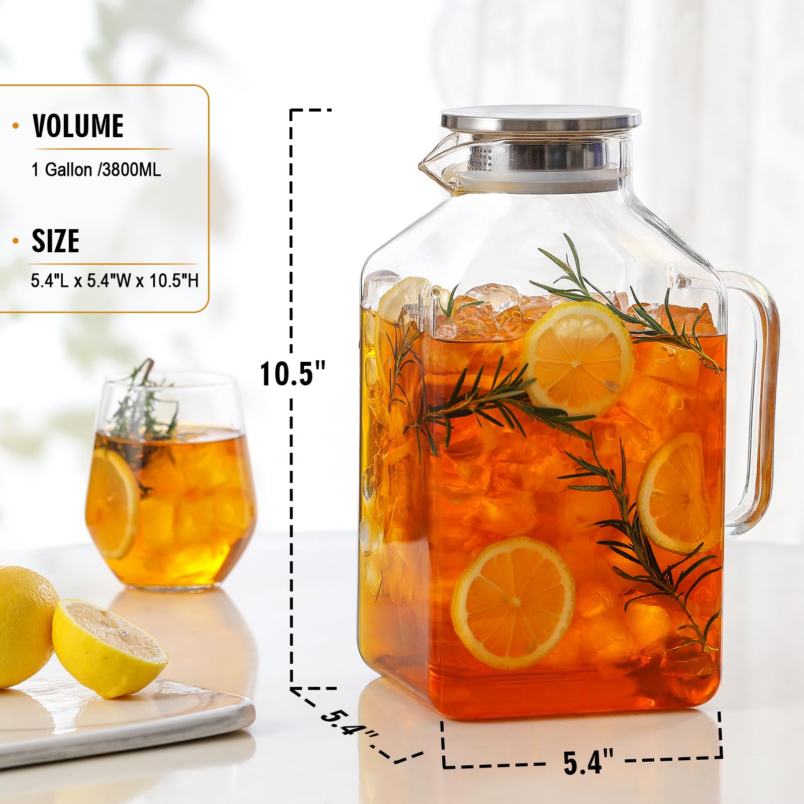 NETANY borosilicate glass square pitcher showing clear, durable material