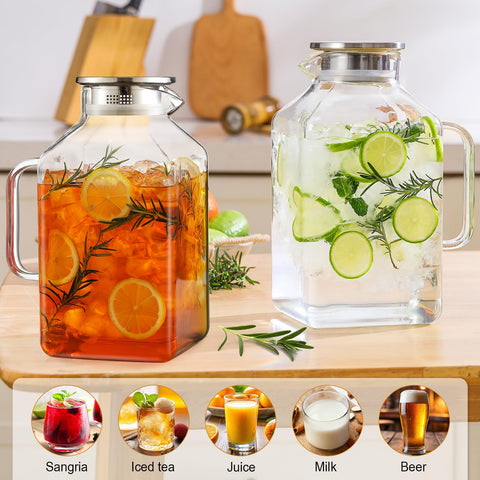 NETANY square pitcher spout with lid enables easy pouring and mess-free serving.