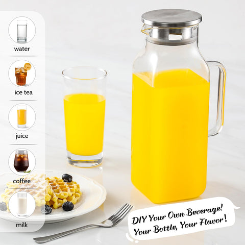 NETANY square pitcher with stainless lid for precise pouring options.