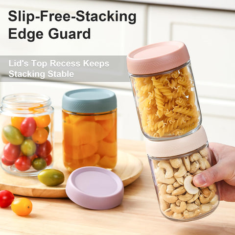 NETANY stackable glass jars save kitchen space with a secure edge lid.