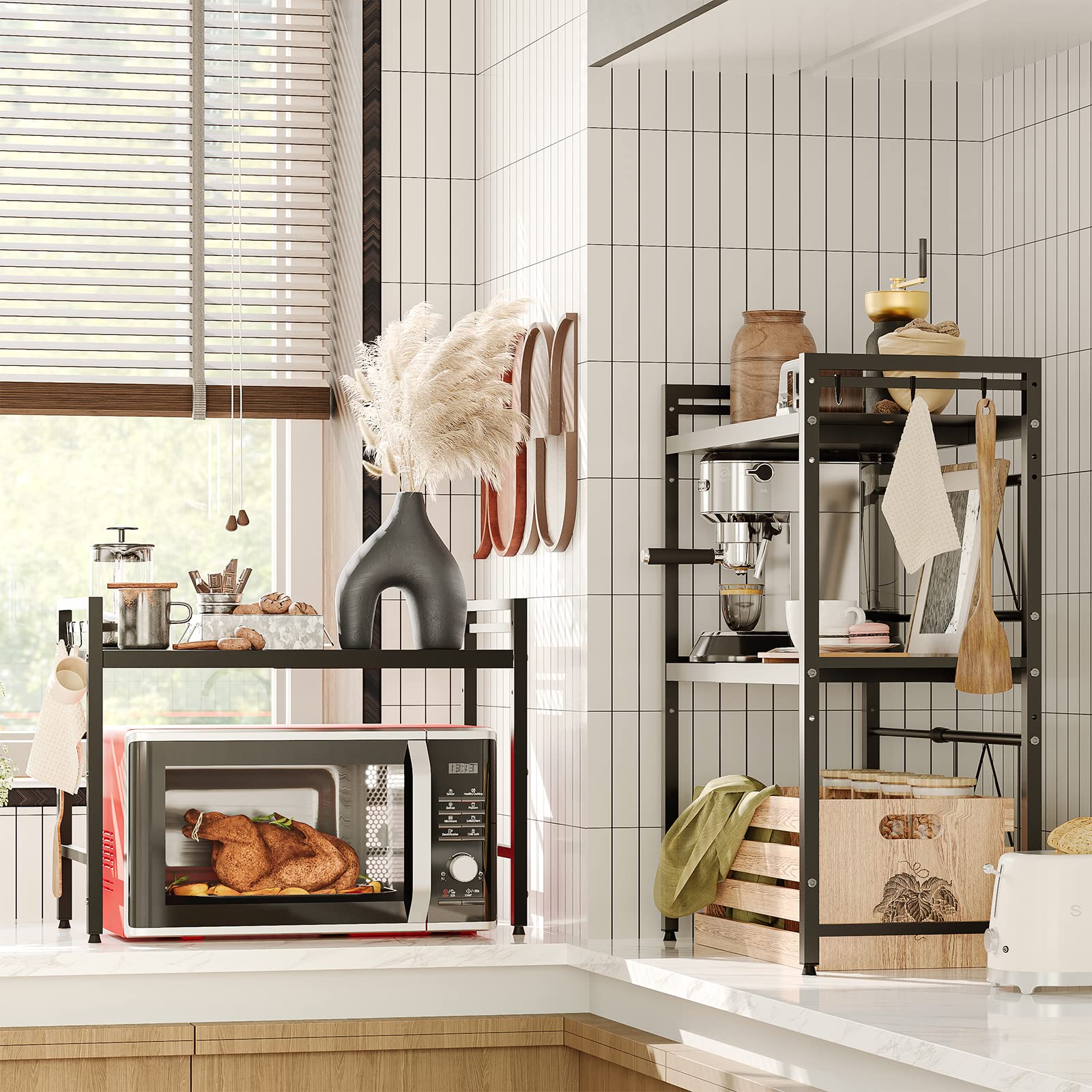 NETEL compact stand improving countertop organization and appliance accessibility.