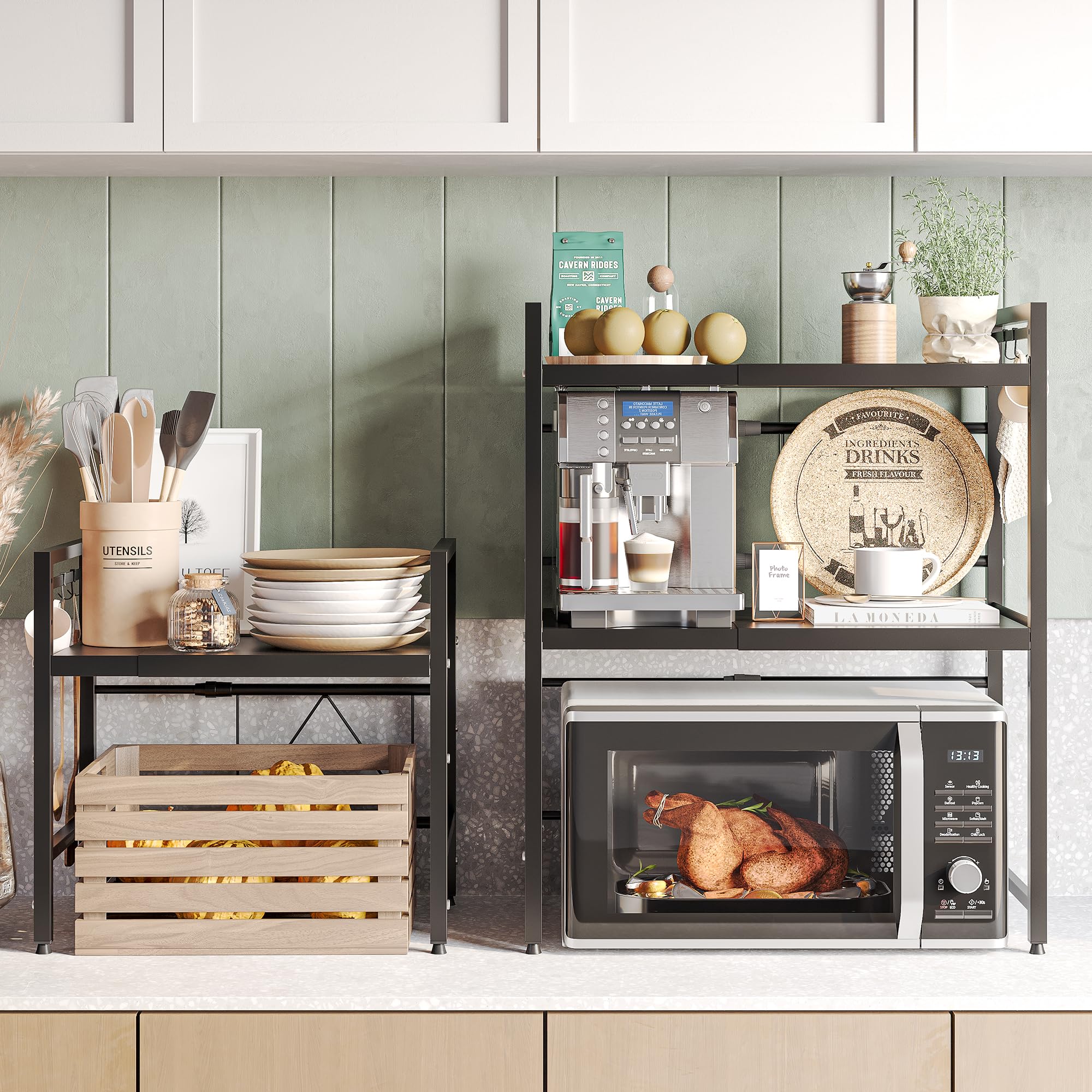 NETEL kitchen organizer with 8 hooks in use