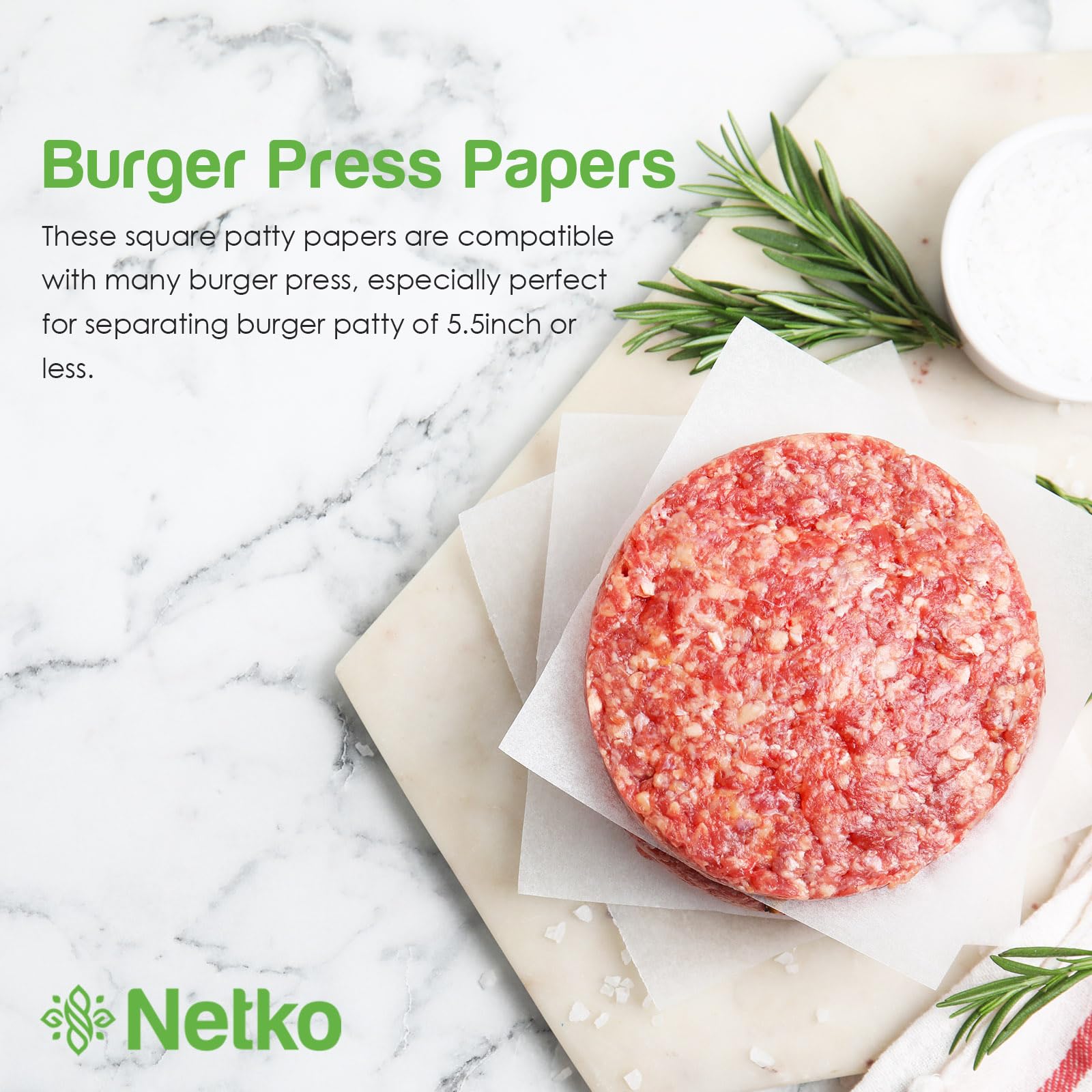 1000-sheets box by Netko for frequent patty prep and batch cooking.