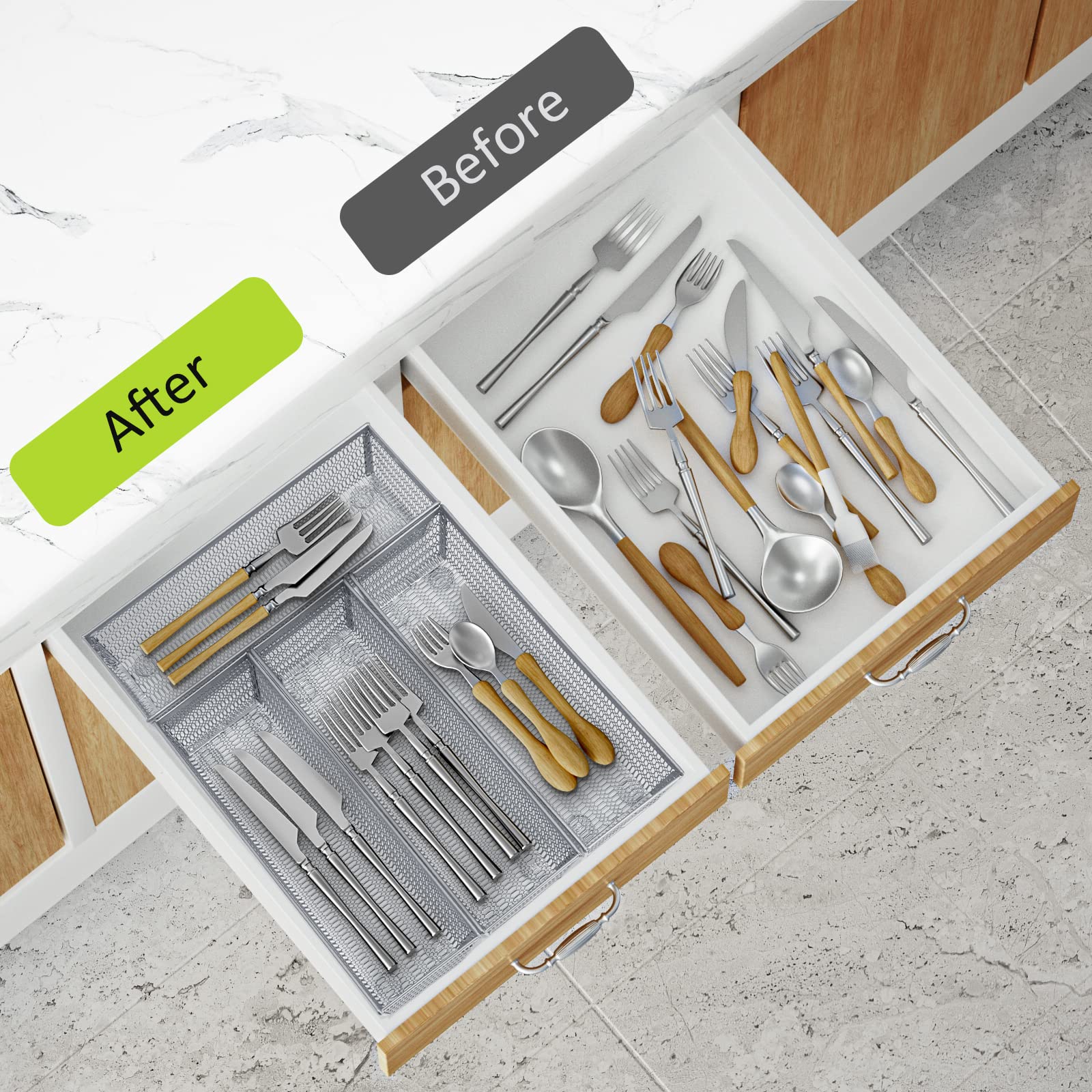 Neudeco silverware organizer pack of six for versatile storage.