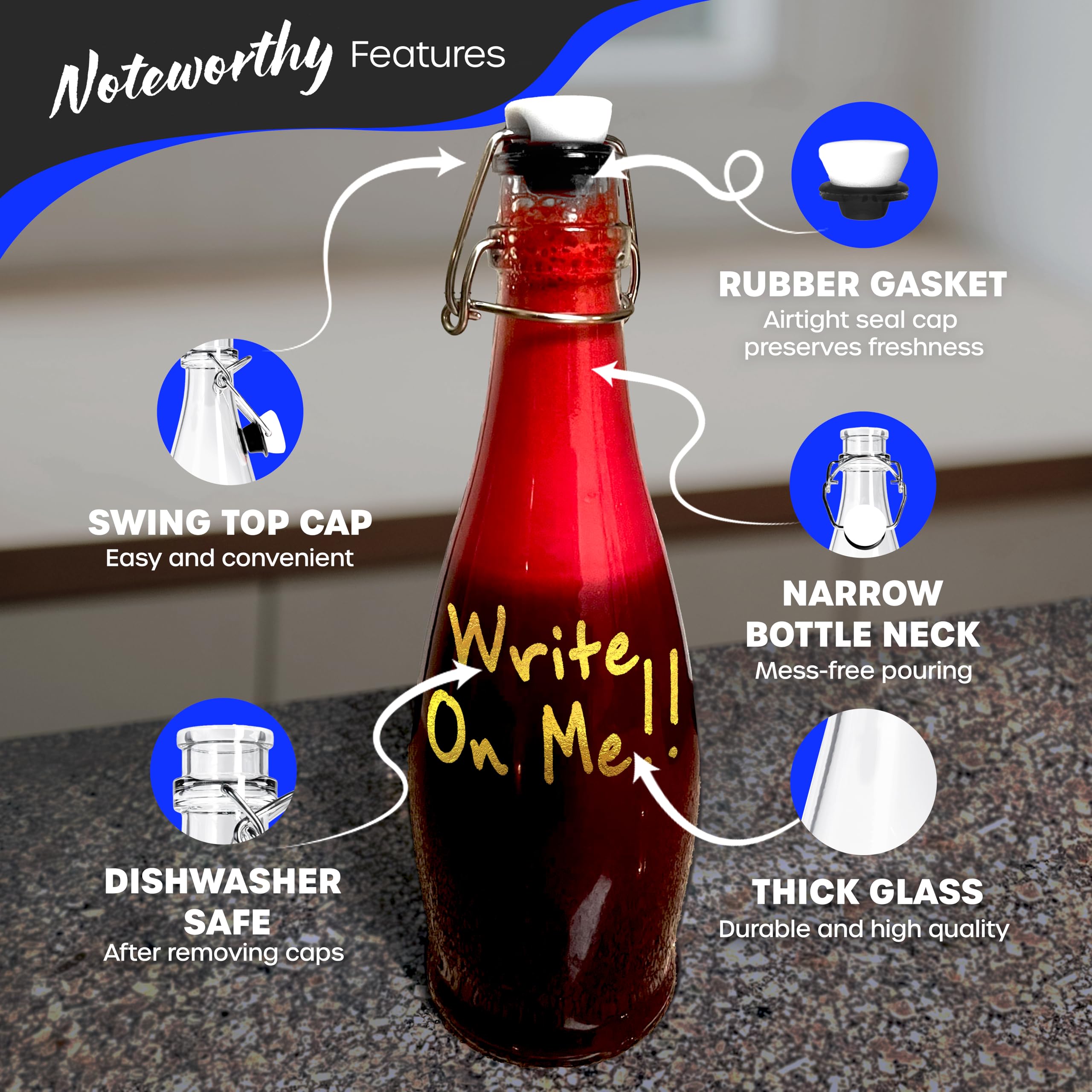 Nevlers 12-pack glass bottles with lids ideal for gifting and storage.