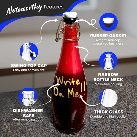 Nevlers 12-pack glass bottles with lids ideal for gifting and storage.