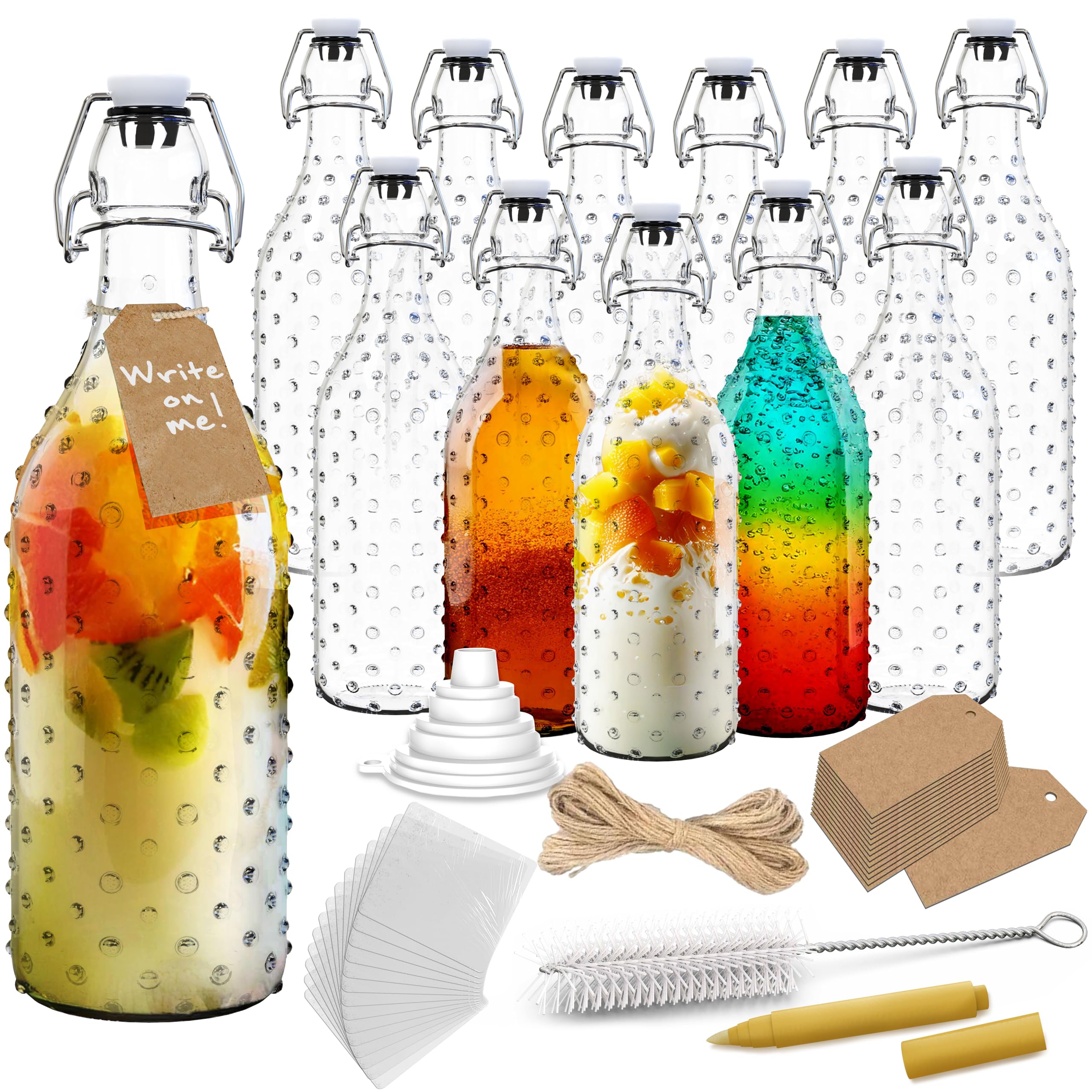 Nevlers 17 oz dotted swing top bottle with pour focus for smooth servings