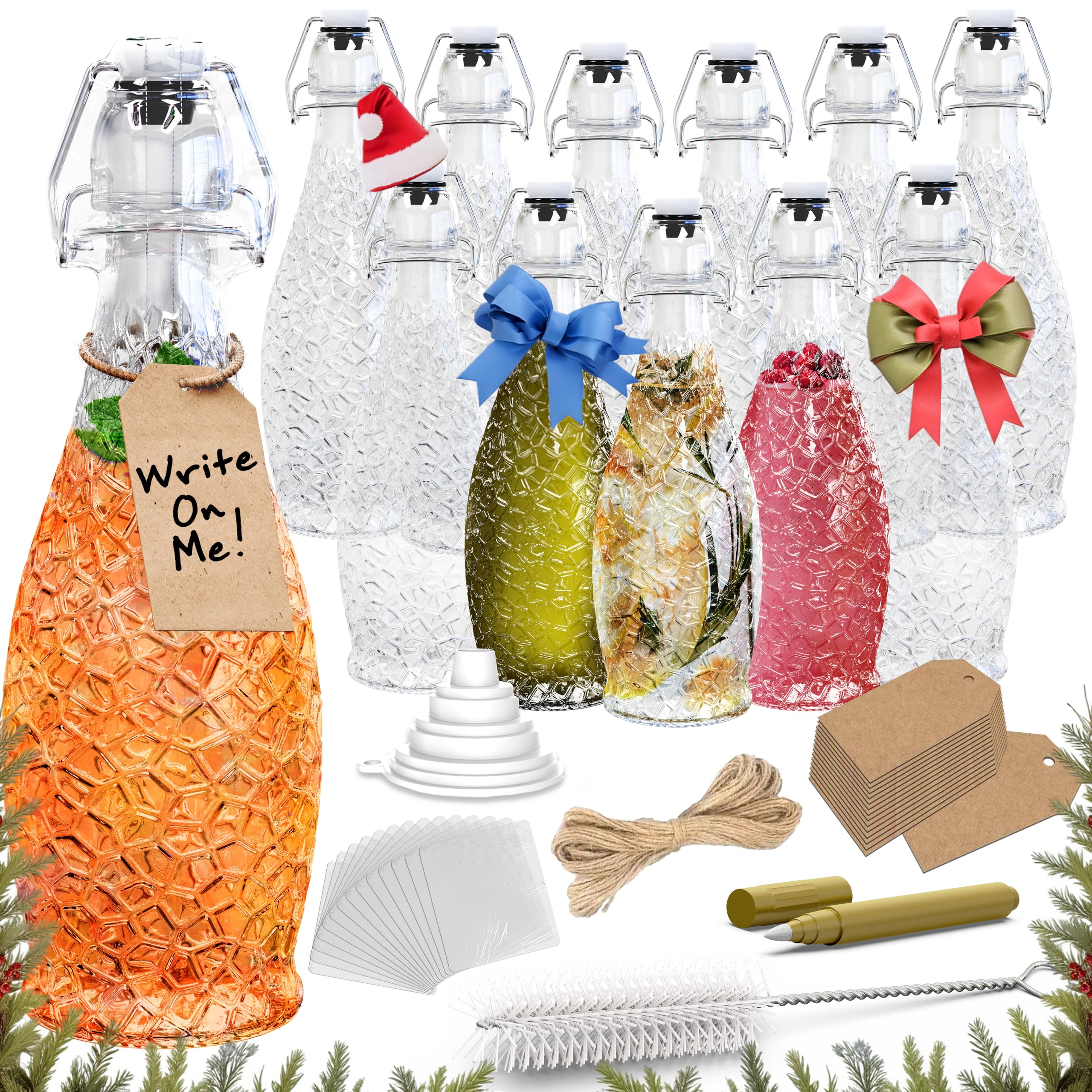 Nevlers 17 Oz textured glass bottle with flip top for spill-free pouring.