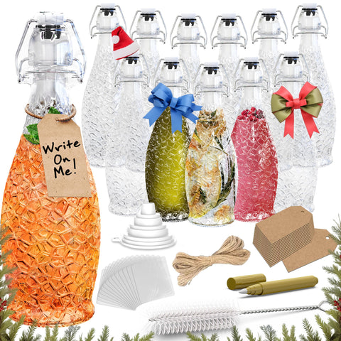 Nevlers 17 Oz textured glass bottle with flip top for spill-free pouring.