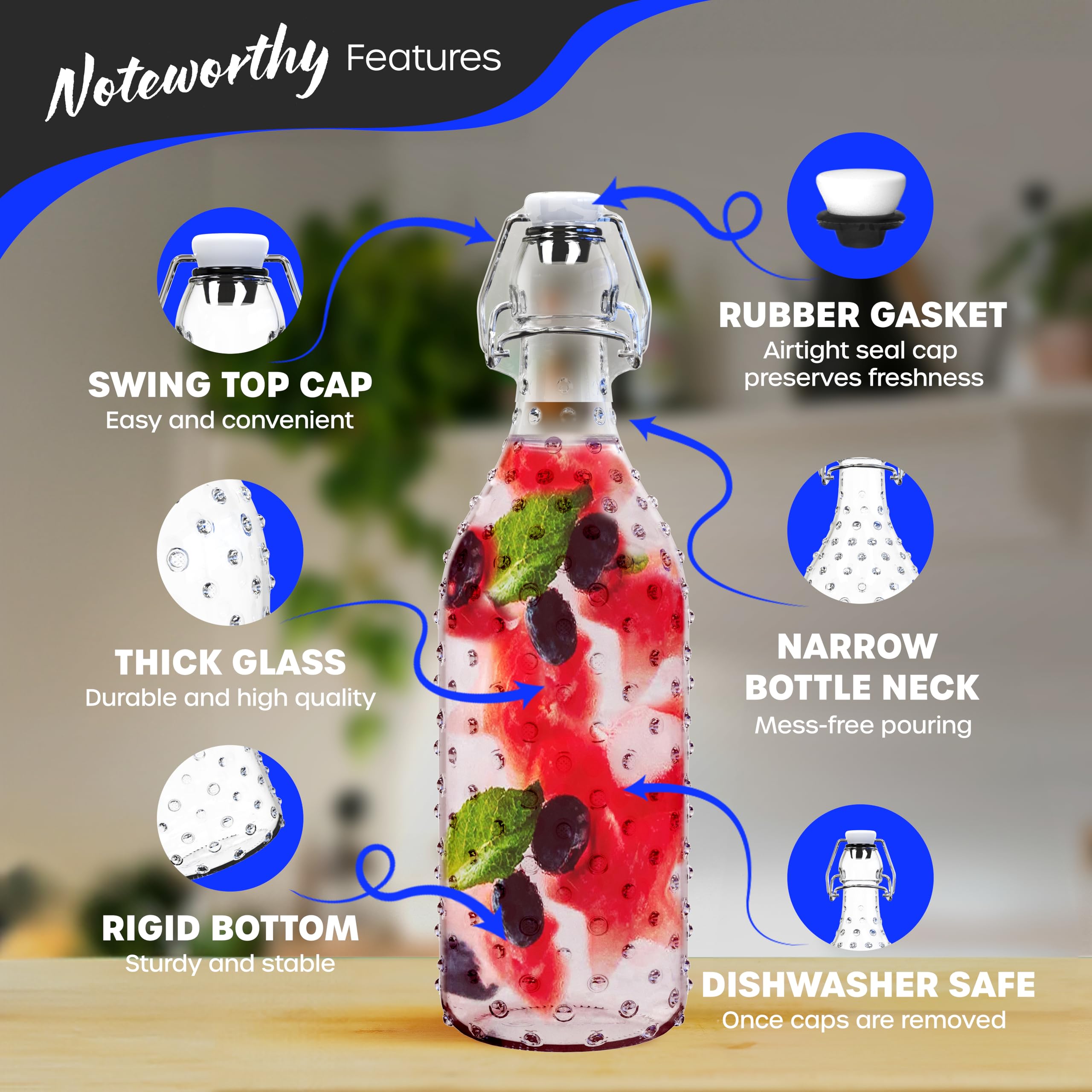 Nevlers airtight swing-top lid provides a secure, leak-resistant seal.