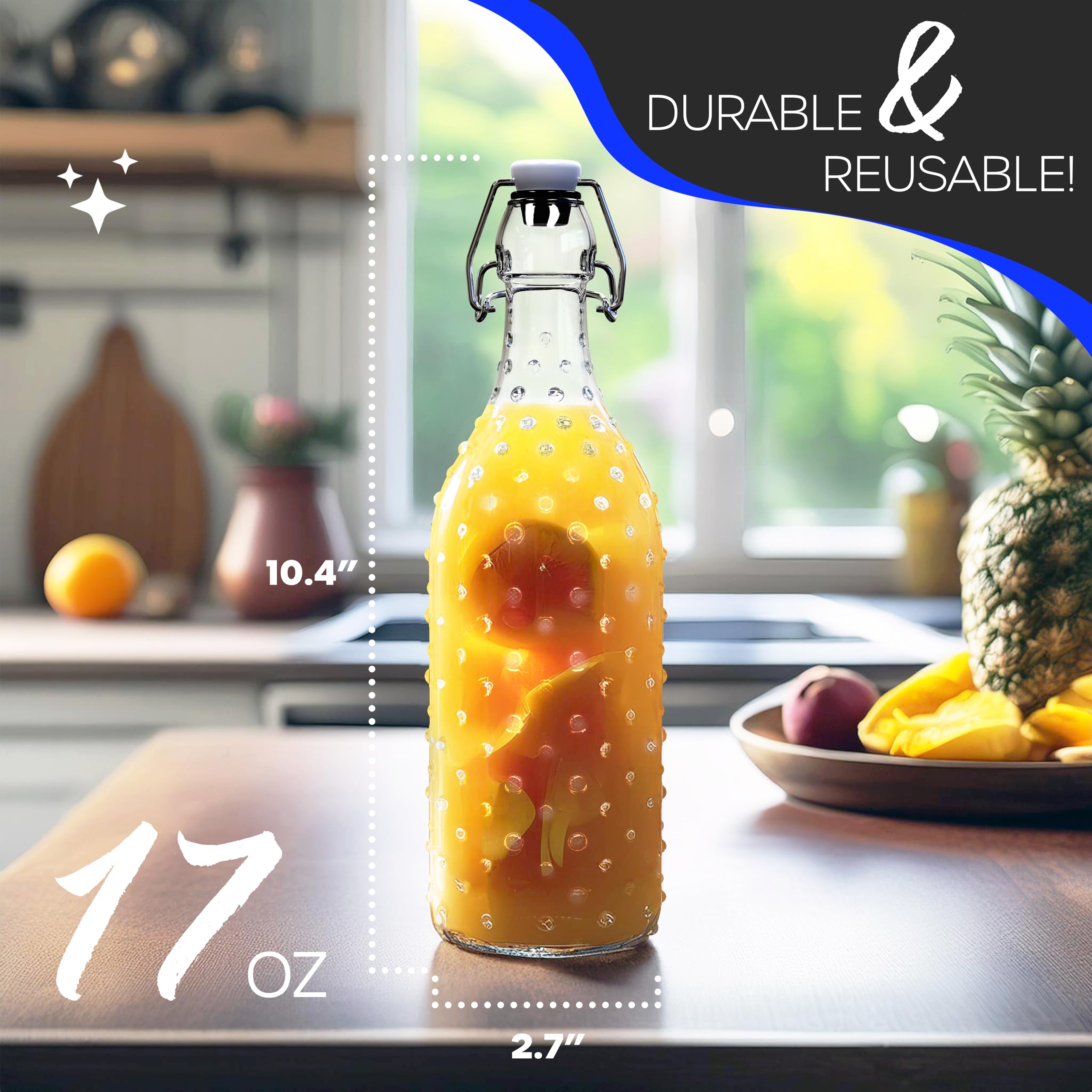 Nevlers durable glass bottle emphasizing thick material and airtight lid