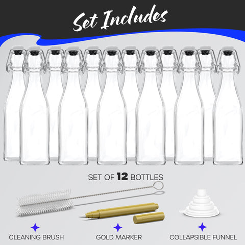 Nevlers glass bottles designed for home brewing and beverage storage