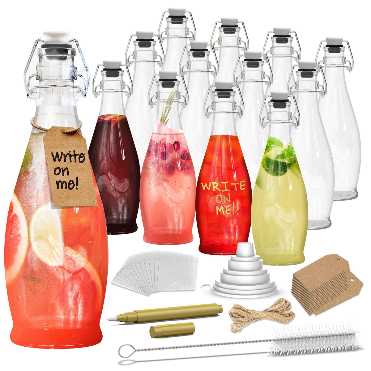 Nevlers teardrop fliptop bottle 17oz closeup highlighting airtight seal.