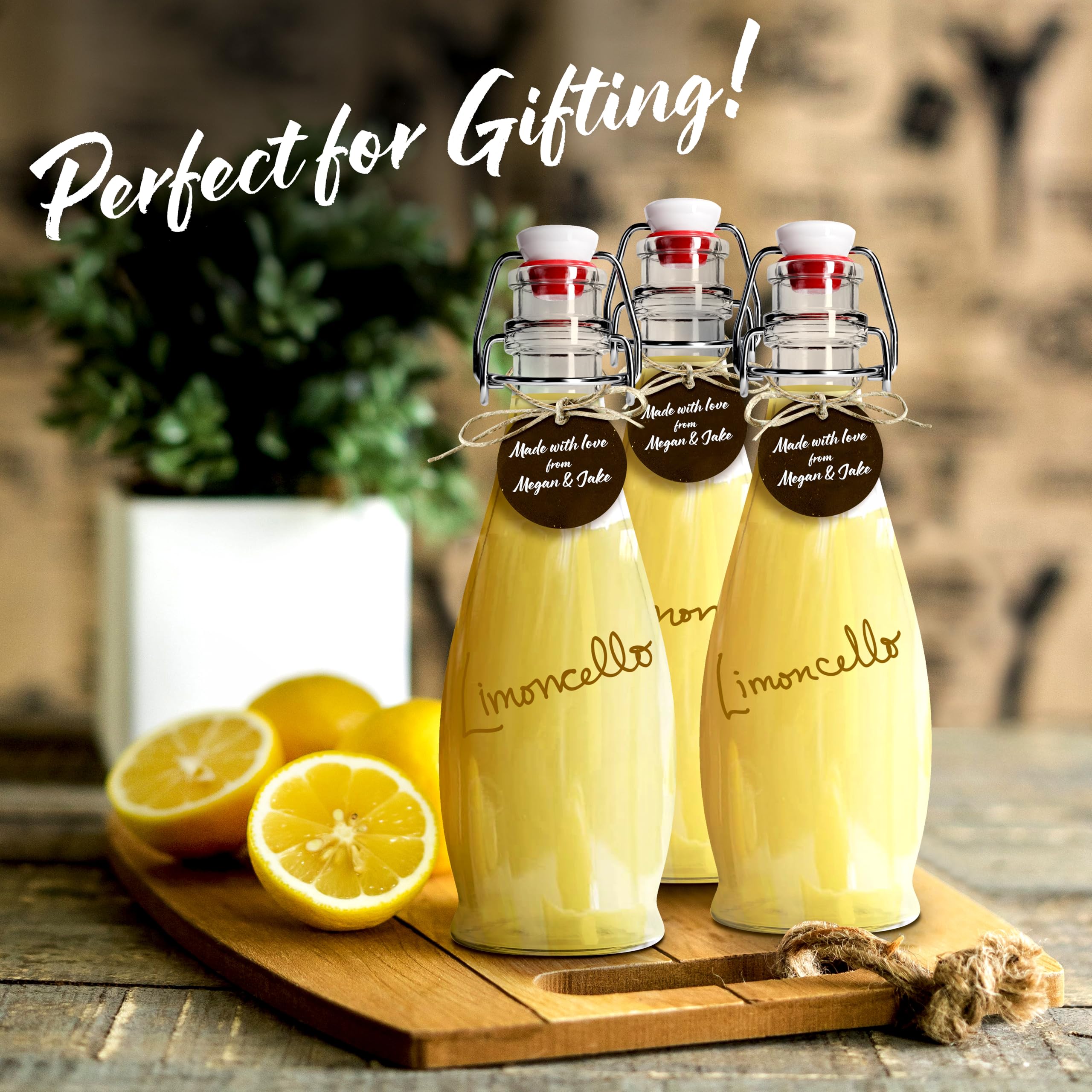 Nevlers swing-top bottle with rust-proof closure offers durable daily use.