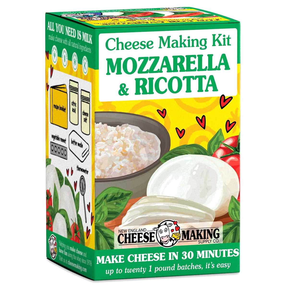 New England Cheesemaking Mozzarella Ricotta Kit for easy home cheese making