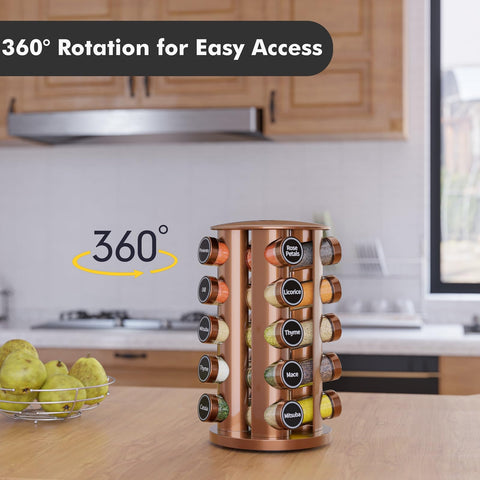 New England Stories 360-degree rotating base enables easy spice access from any angle.