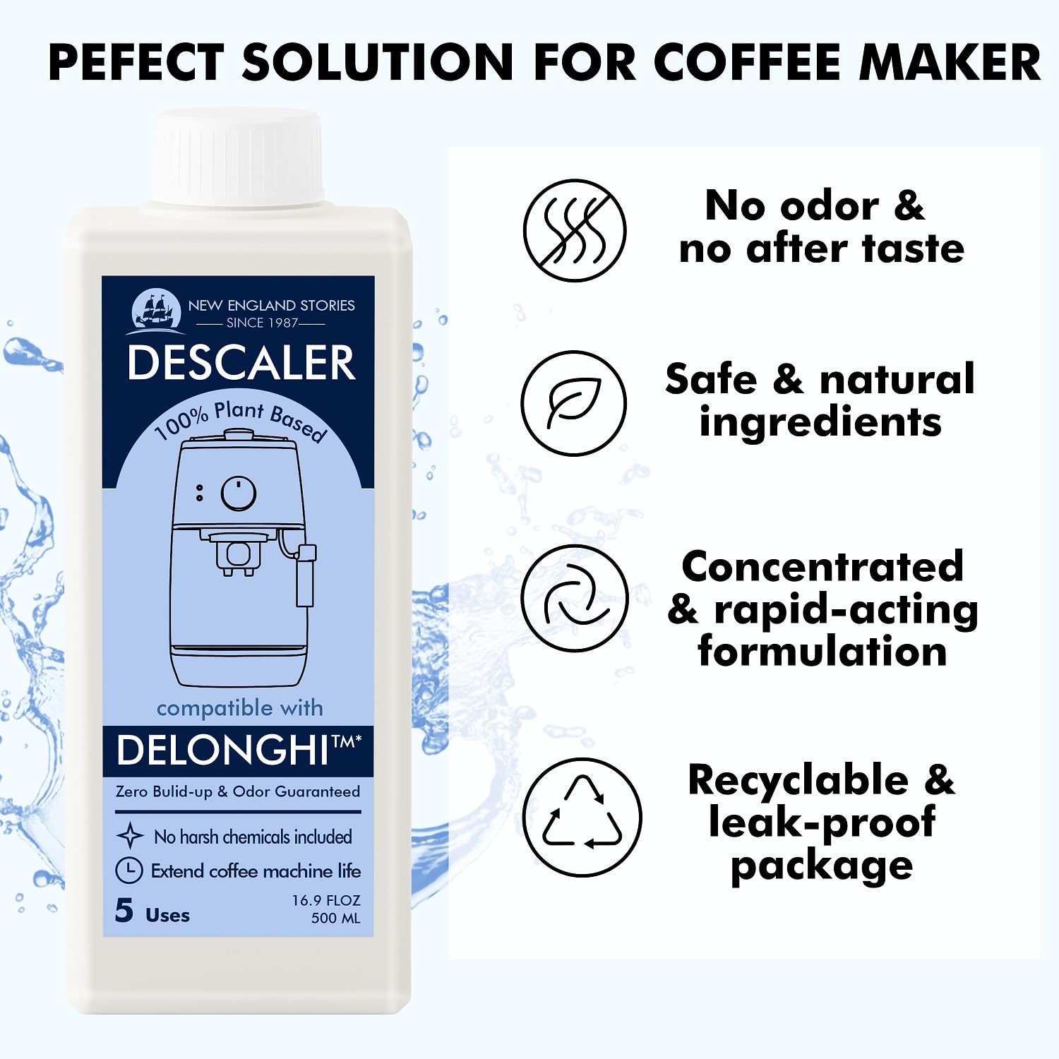 New England Stories Delonghi descaler active cleaning removes mineral buildup