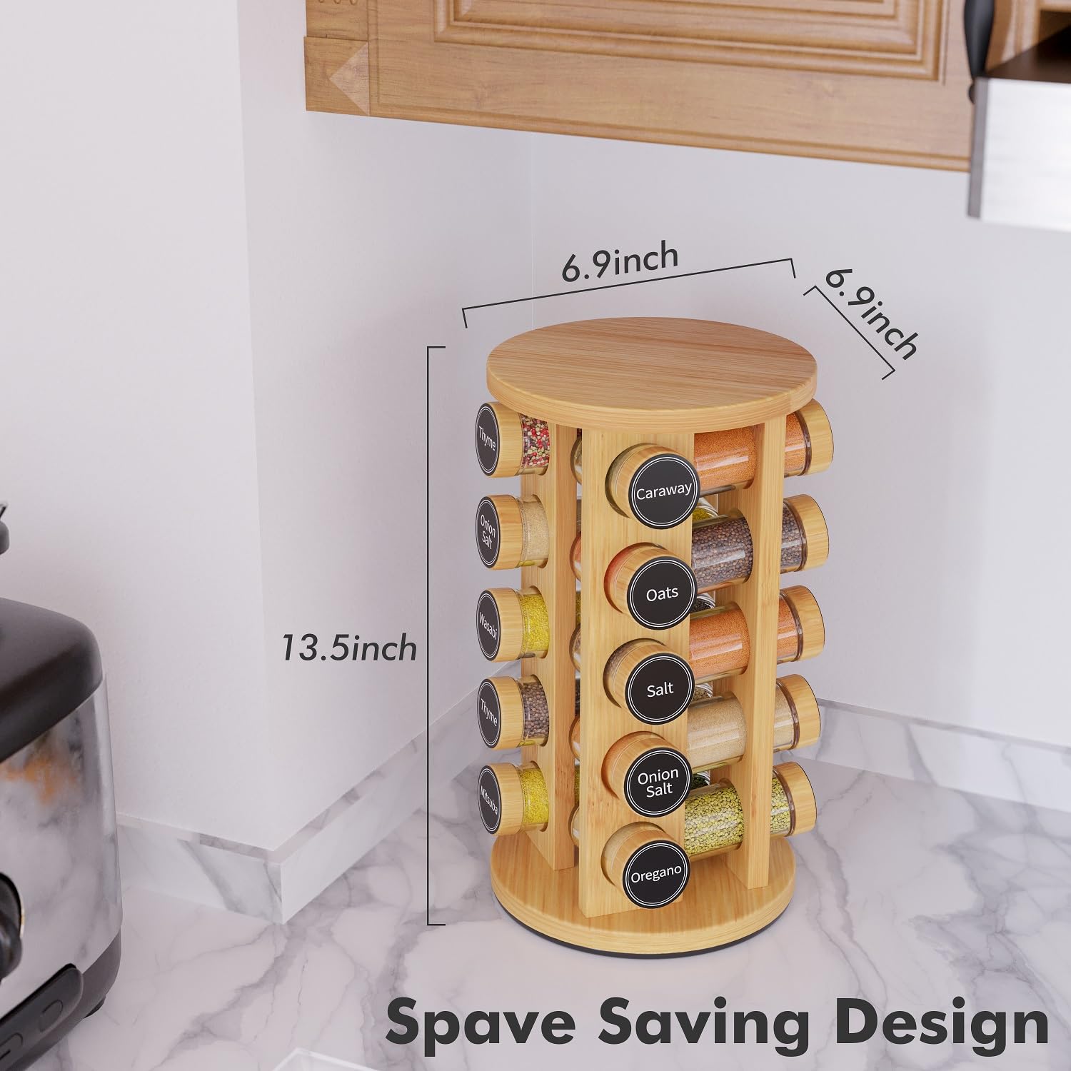 New England Stories durable stainless steel spice rack stays sturdy on counters
