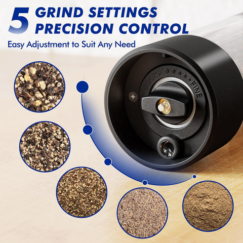 New England Stories grinder with LED light on for precise seasoning